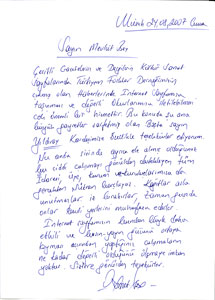 İsmet Şen'in Mektubu